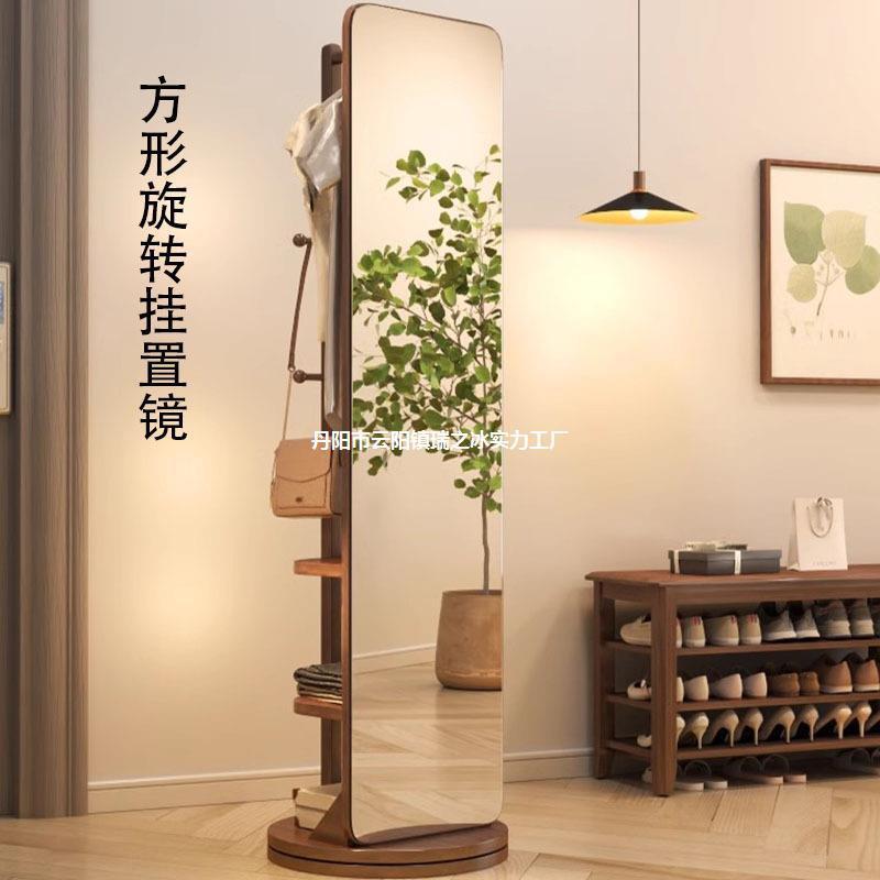 一体方形移动衣帽穿衣挂衣全身落地家用可卧室镜镜一体式衣帽架试