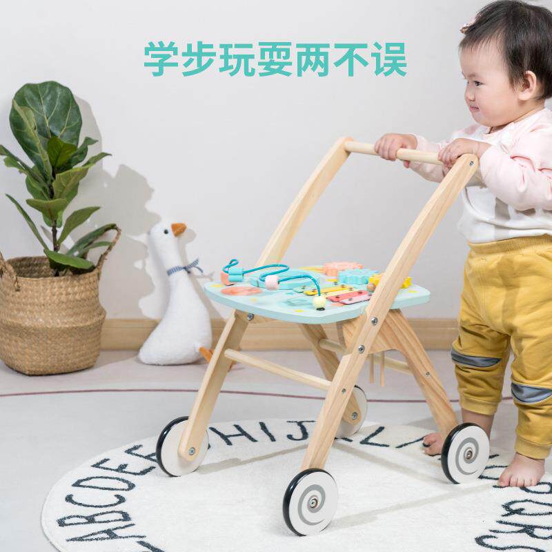 儿童学步车新生儿宝宝助步推车多功能敲琴绕珠类现货木质玩具