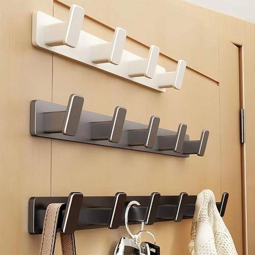 Coat Hook Wall Rack Hanger - Black Coat Rack with 5 Hooks Wa