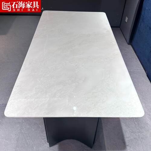 纯天然大理石餐桌意式轻奢奢石系列米兰白玉方形餐桌高级现代艺术