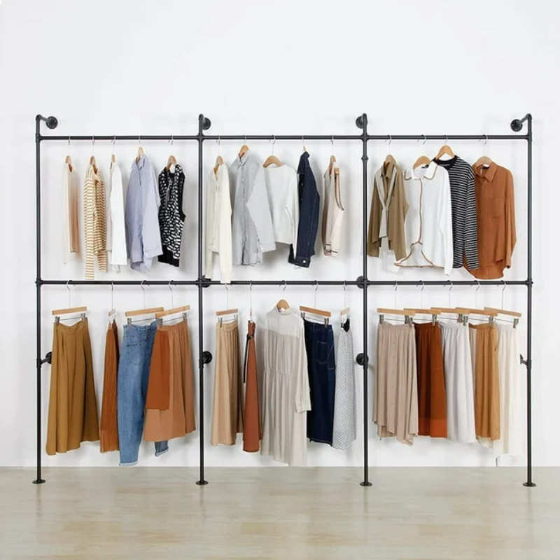 可定制工业风挂墙衣架女装店简约壁挂服装展示架家用服装展架
