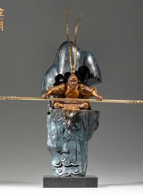 铜金岁月观心悟空黄铜摆件齐天大圣孙悟空铜器工艺品书房桌面装饰