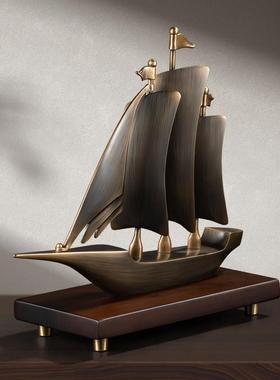办公室高端大气摆件老板桌面装饰奢一帆风PLQX顺帆轻船业开乔迁礼