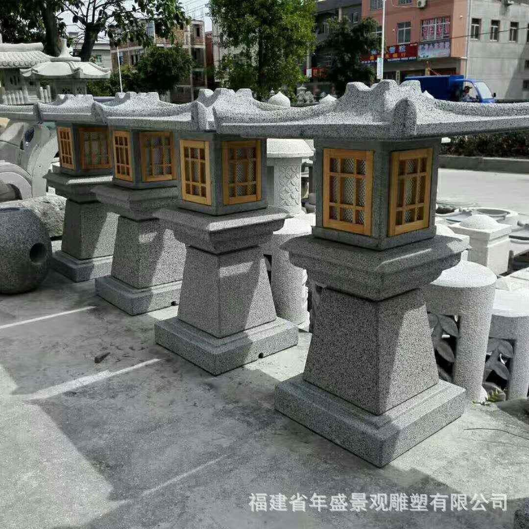 青石地灯日式庭院石灯笼 别墅酒店草坪电灯石雕灯塔 厂家