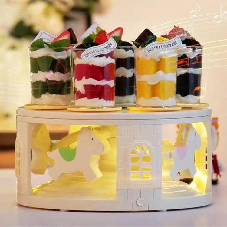 自动旋转甜品机旋转木马转转甜品台小蛋糕自动回转盘生日蛋糕摆件