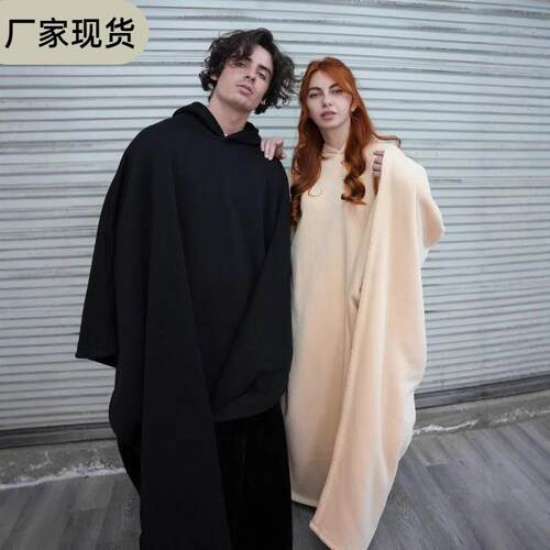 Hooded woolen cloak top for men and women