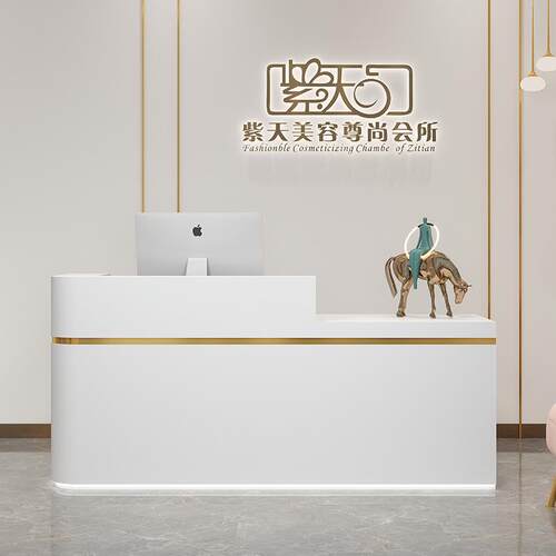 吧台收银台简约现代服装店小型美容院理发店烤漆前台奶茶店转角柜