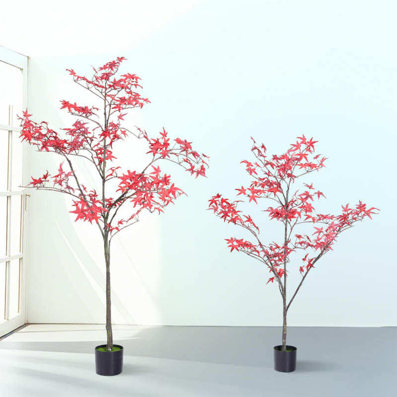仿真红枫树枫叶树假树盆栽大型室内外庭院造景假植物落地装饰摆件