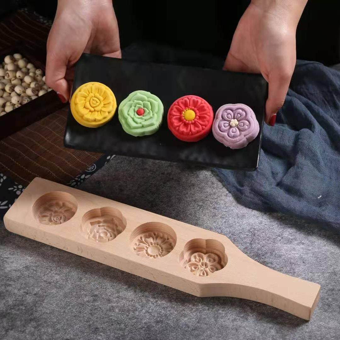 家用蒸馒头模具花样面食做糕点心包子的立体手工木质圆形磨具加深