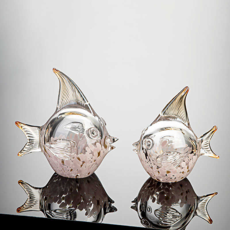 高档琉璃鱼摆件家居客厅玄关装饰品现代简约轻奢工艺品年年有余