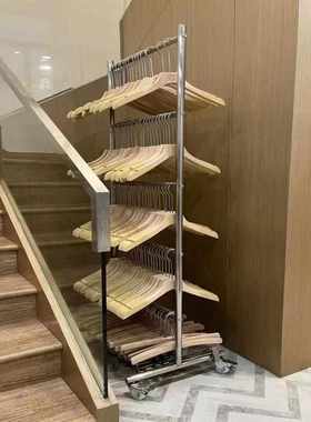 xNE服装店放衣架不锈钢收纳架移动收纳衣架子多层省空间裤夹收纳