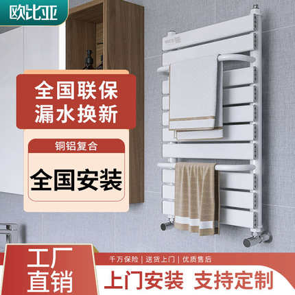 欧比亚水暖气家用小背篓卫生间明装专用铜铝复合平板极简暖气片V