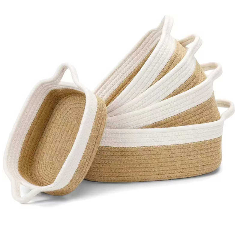 工厂直销北欧INS风五件套棉绳收纳篮棉绳编织置物篮家用置物篮,收纳整理,其他收纳篮,淘宝优惠券,粉丝福利购,淘宝优惠卷