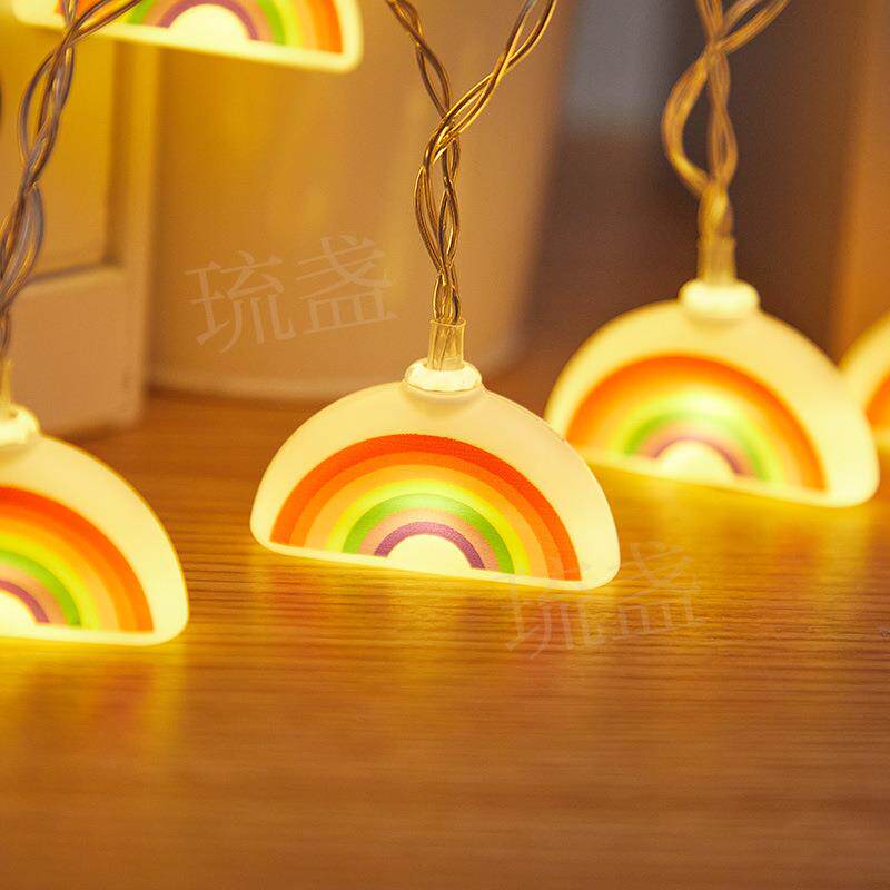 新款直销跨境新款彩虹灯串led电池盒节日家居装饰小彩灯闪灯灯带