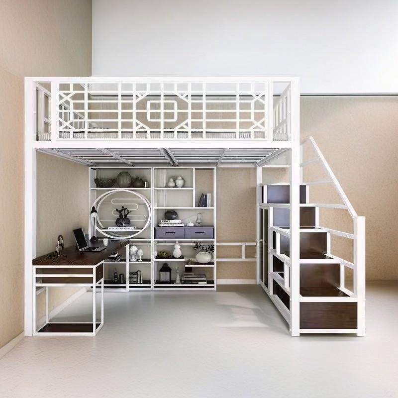 Ya新中式铁艺古风公寓铁架床阁l楼式单高架床床上层省空HzT6tBXD