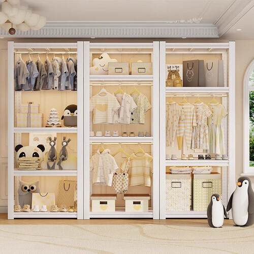 Shelf only: Steel wardrobe with simple hanging clothes rack