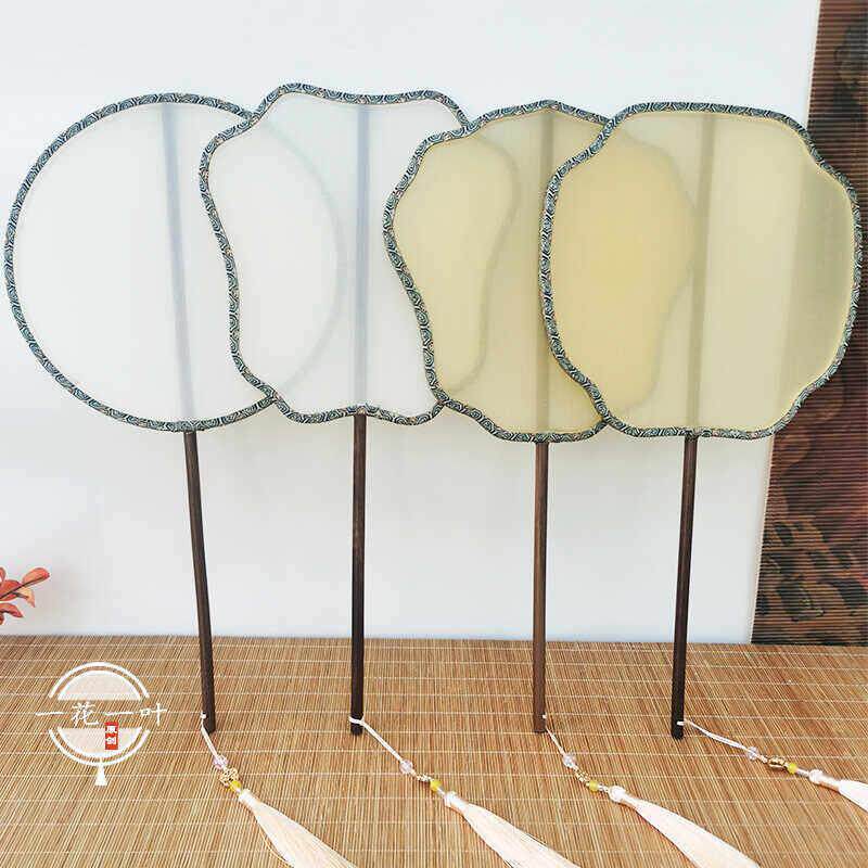 彷古长柄工笔画 画熟绢团扇空白国画 画真丝手工绘画 画扇子宫廷