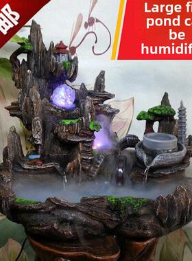 风水轮入口生活带来财富和宝藏流动的风景流通假山装饰客厅入口商