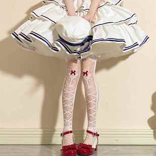 Lolita薄款提花大腿袜洛丽塔过膝袜甜美日系Lolita长筒袜lo定制