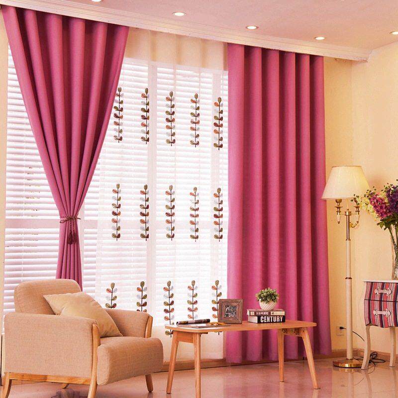 高档加厚环保防晒时尚玫红色玫粉强遮光窗帘房间隔热保温卧室隔音