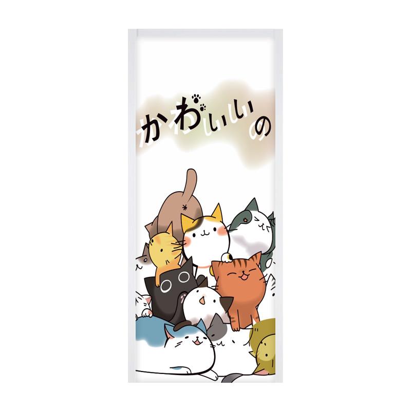 卡通可爱猫狗动物翻新门贴纸整张玻璃门防水防潮贴创意装饰洗手间