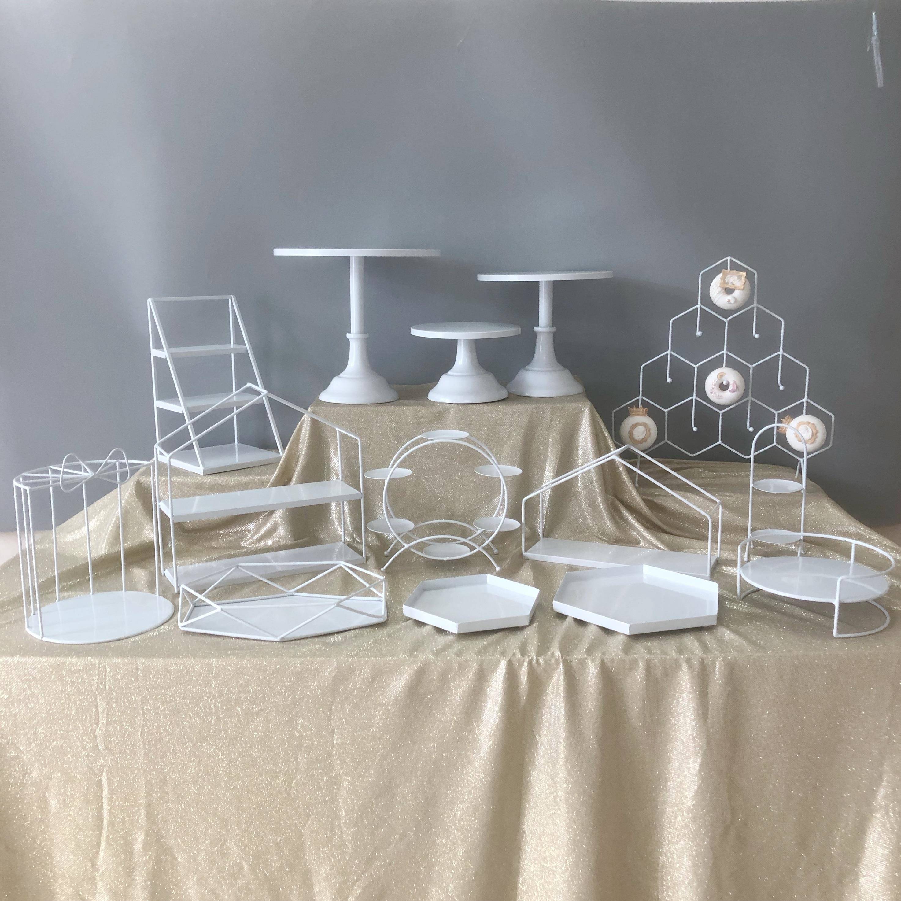 永明建远白色婚礼甜品台摆件展示架生日蛋糕架子冷餐茶歇摆台下午