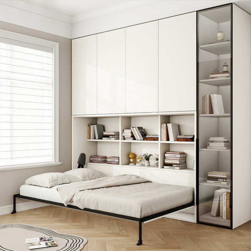 侧翻隐形床壁床小户型书房衣柜一体折叠床墙上多功能隐藏床