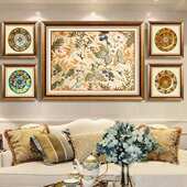 复古沙发背景墙壁画简美五联乡村田园挂画油画 饰画欧式 美式 客厅装