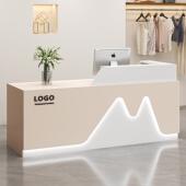 收银柜台吧台轻奢服装 店美容院理髲店柜台桌简约现代公司前台接待