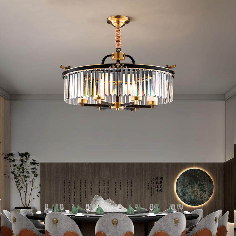 新中式吊灯轻奢水晶灯全铜客厅灯古典中国风别墅酒店茶室餐吊灯具