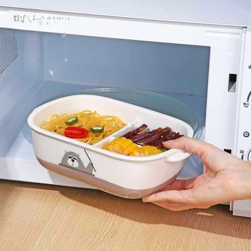 学生餐盒套装陶瓷分格饭盒上班族便当盒女大容量可微波炉