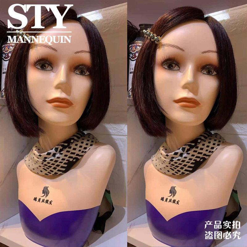 新款直销假发模特头带肩膀半身女头模新款假人头帽子假发围巾展示