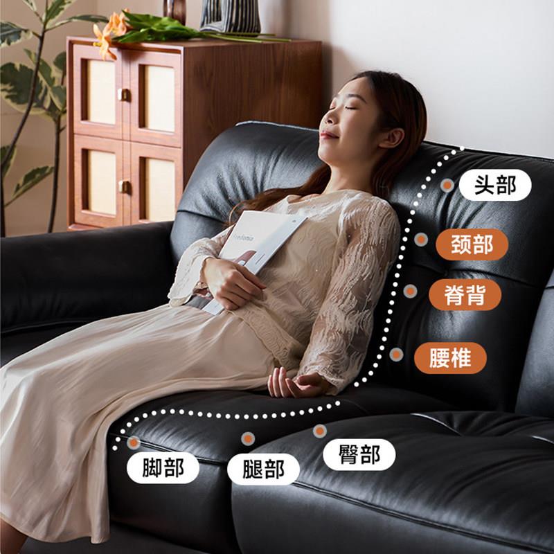 黑色真皮沙发意式极简头层牛皮直排复古家用客厅大象耳朵沙发客厅