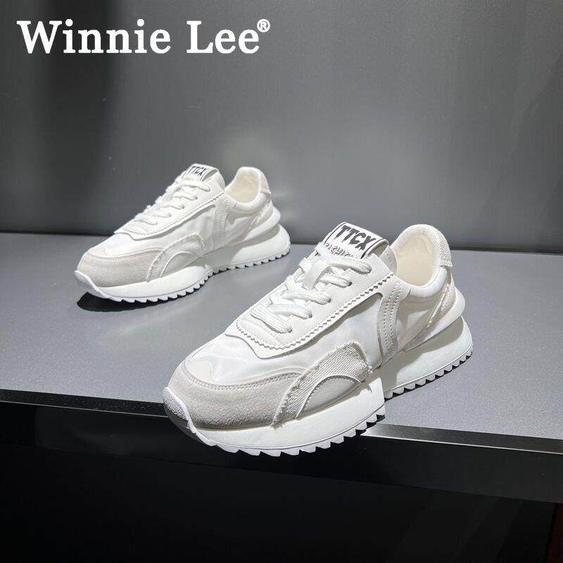 Winnie Lee阿甘鞋2025春秋时尚休闲鞋新款布面透气百搭运动鞋超轻