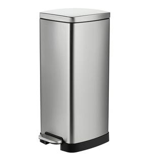PK7带J高垃圾桶厨房大号30L不锈钢盖脚餐厅踏酒店卫生桶F76T989T