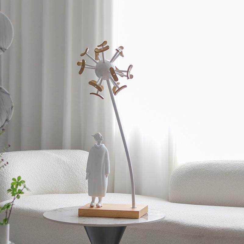 现代轻奢田园抽象人物雕塑摆件创意蒲公英简约软装客厅玄关装饰品