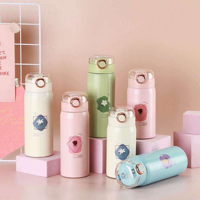 高颜值小清新迷你弹跳杯女生情侣小巧保温杯便携式提环吸管杯