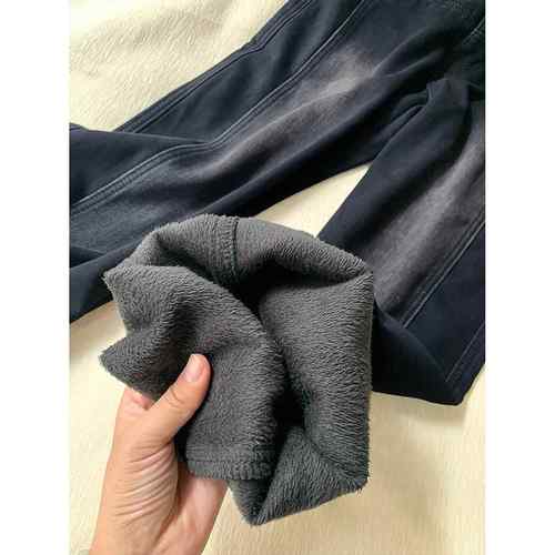 黑灰牛仔裤女秋季色新款大腿码松胖mm高腰宽直筒EKF显瘦梨形身材