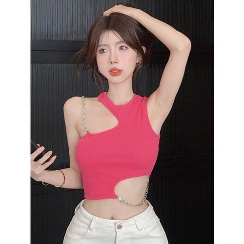Sweet and cool vest style short top for women's outdoor
