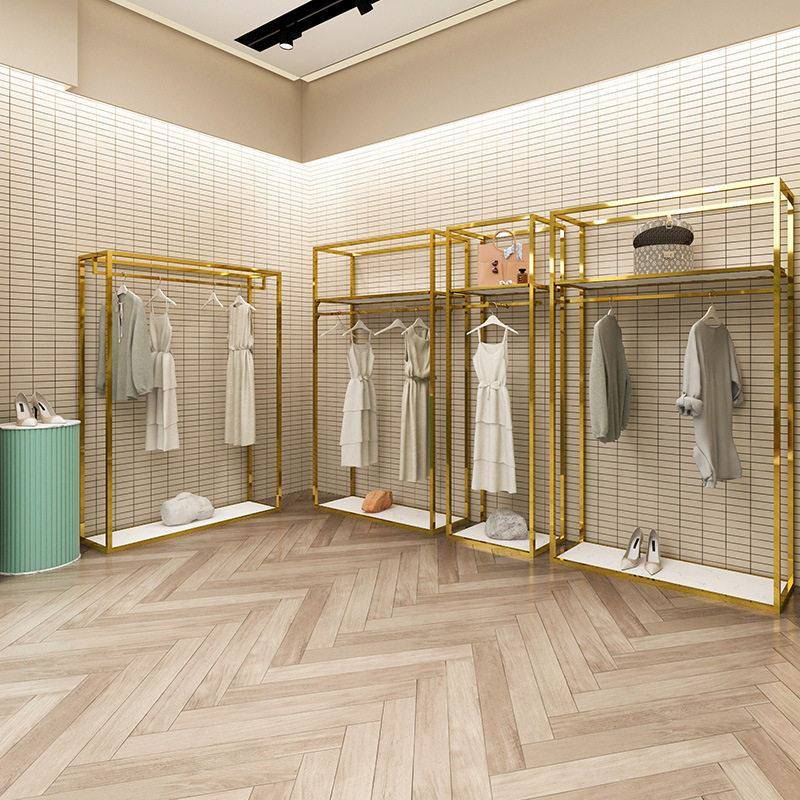 服装店展示架落地式不锈钢挂衣服架子女装店铺装修专用陈列货架