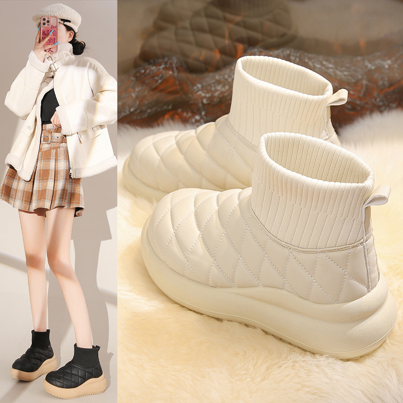 雪地靴厚底鞋子增高防水雪地靴