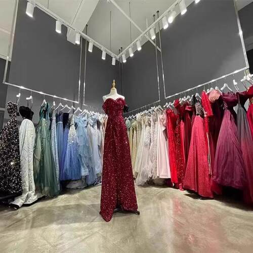 不锈钢拉丝银婚纱吊架影楼礼服展示架女装店吊顶悬挂衣架上墙订制