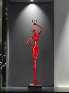 入户玄关细高装饰人物摆件壁龛瘦长客厅旁落地雕塑抽象艺术电视柜