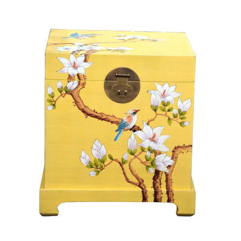 香樟茶木箱卧室床头用沙发边几家小几柜无品牌/中式手彩绘婚嫁箱