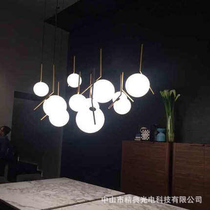 现代风格餐厅吊灯北欧简约客厅卧室服装店玻璃圆球装饰咖啡厅吊灯