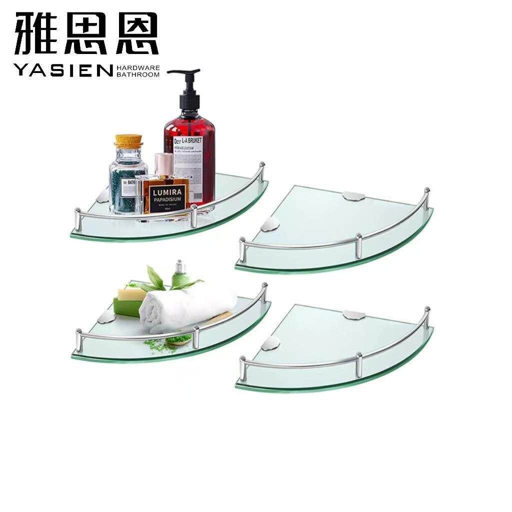 跨境不锈钢洗手间玻璃角酒店卫生间三角置物架浴室柜卫浴五金