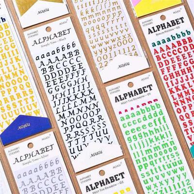 2 Sheets Number Letters Alphabet Plaid Decorative Stickers f