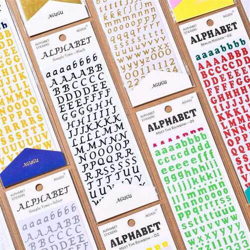 2 Sheets Number Letters Alphabet Plaid Decorative Stickers f