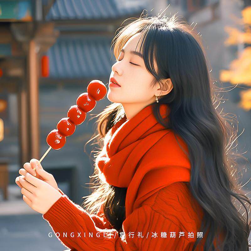 2025春节蛇年新年快乐拍照道具氛围手持冰糖葫芦拜年视频跨年拍摄