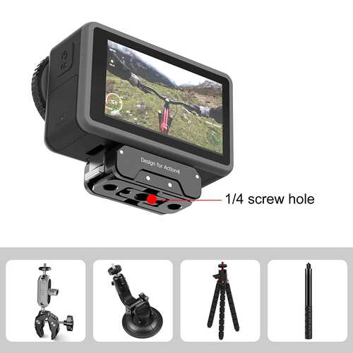 PULUZ胖牛适用DJI Osmo360 Action4/3磁吸快拆底座铝合金转接配件